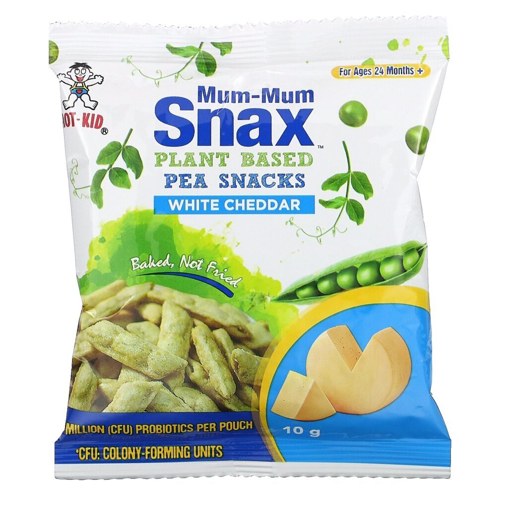 Hot Kid, Mum-Mum Snax, Baked Pea Snacks, For Ages 24 Months+, White Cheddar, 5 Pouches, 1.76 oz (50 g) - Imagem 3