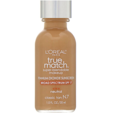 L'Oreal, True Match Super-Blendable Makeup, N7 Classic Tan, 1 fl oz (30 ml)