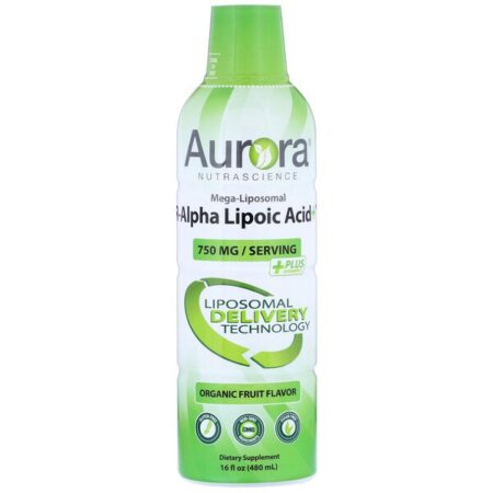 Aurora Nutrascience, Mega-Liposomal R-Alpha Lipoic Acid, Sabor Frutas Orgânicas, 750 mg, 480 ml (16 fl oz)