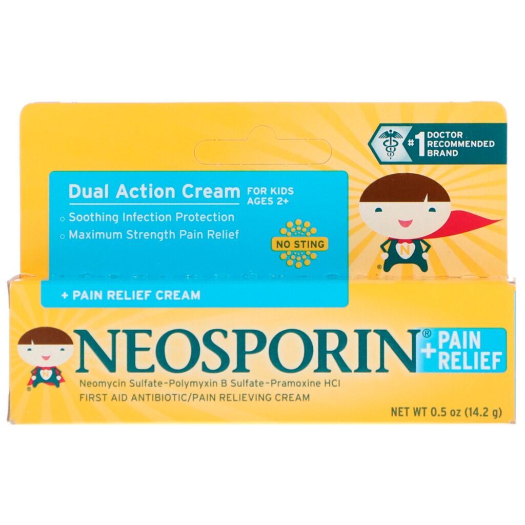 Neosporin, Creme de Dupla Ação, Creme Analgésico, Para Crianças Maiores de 2 Anos, 0,5 oz (14,2 g) - Imagem 2