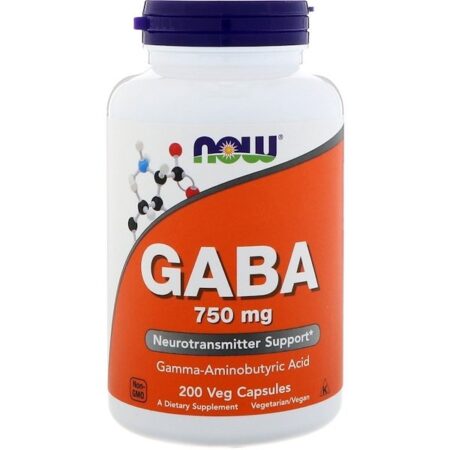 Now Foods, GABA, 750 mg, 200 Cápsulas Vegetais