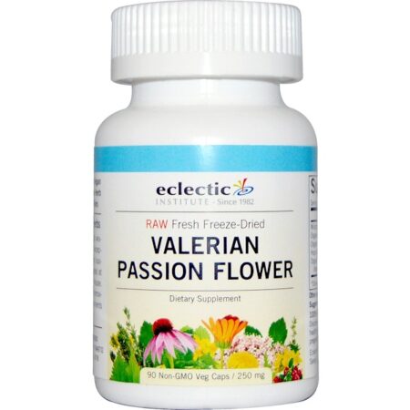 Eclectic Institute, Valeriana e Maracujá, 250 mg, 90 cápsulas vegetarianas não OGM