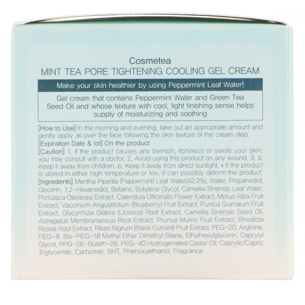 Cosmetea, Chá de menta, Creme em Gel Refrescante para Poros, 1,76 oz (50 g) - Imagem 3