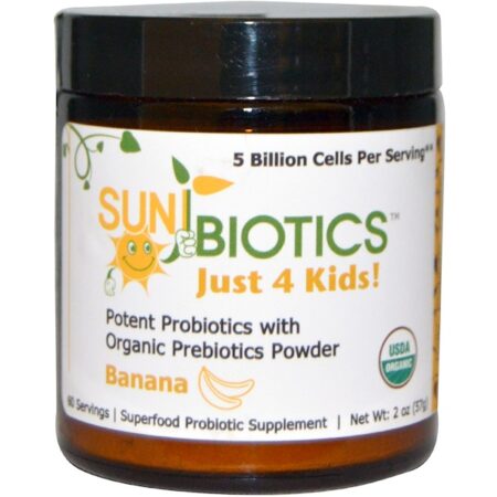 Sunbiotics, Apenas para Crianças! Probióticos Potentes com Pó de Prebióticos Orgânicos, Banana, 2 oz (57 g)