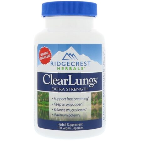 RidgeCrest Herbals, ClearLungs, Força extra, 120 cápsulas para vegetarianos