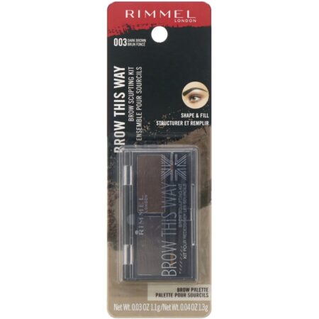 Rimmel London, Kit de sobrancelha Brow This Way Brow, 003 Marrom escuro, 1 kit - Image 2