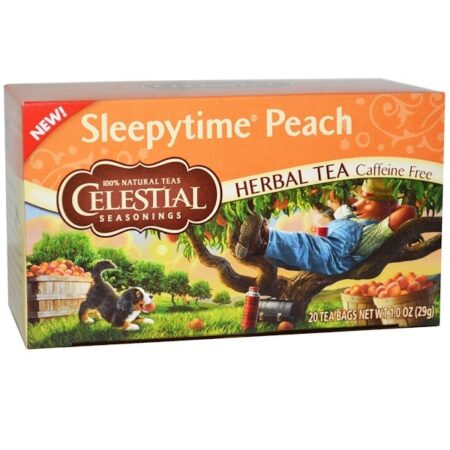 Celestial Seasonings, Chá de Ervas, Sem Cafeína, Pêssego Para Dormir, 20 Sacos de Chá, 1,0 oz (29 g)