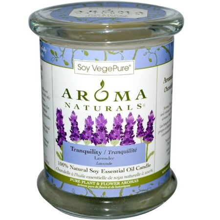 Aroma Naturals, Vela de Óleos Essenciais de Soja 100% Natural, Tranquilidade, Lavanda, 8,8 oz (260 g)