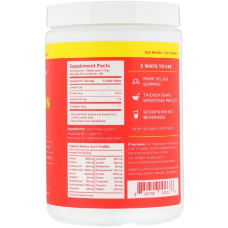 Further Food, Premium Gelatin Powder, Unflavored, 16 oz (450 g) - Image 2