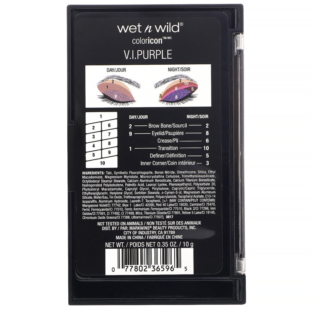 Wet n Wild, Paleta de sombras Color Icon, 761B V.I. Roxo, 0,35 oz (10 g) - Imagem 3