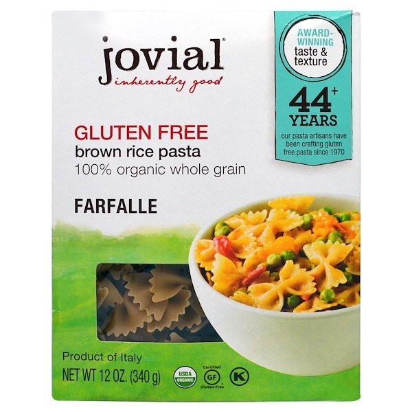 Jovial, Massa Orgânica de Arroz Castanho, Farfalle, Sem Glúten, 12 oz (340 g)