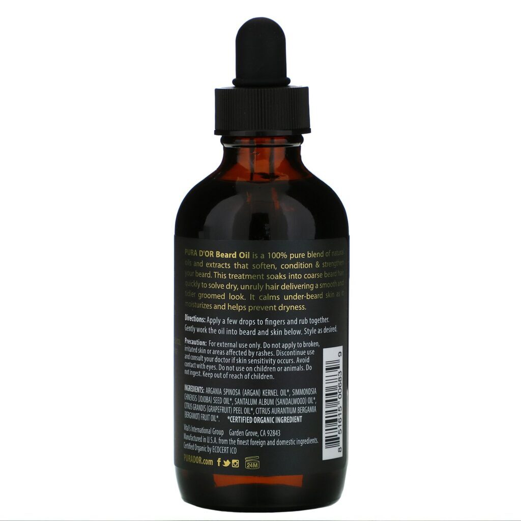 Pura D'or, Beard Oil, 4 fl oz (118 ml) - Imagem 2