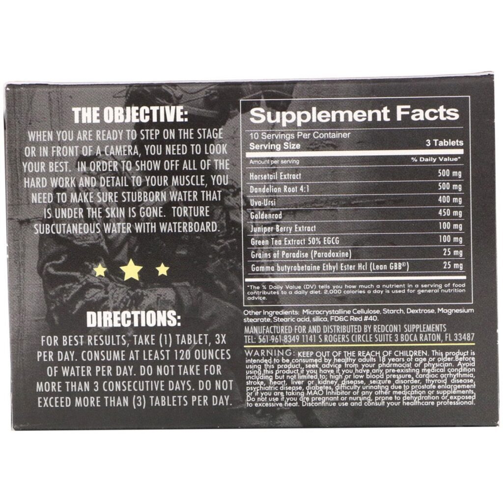 Redcon1, Waterboard, Natural Diuretic, 30 Tablets - Imagem 2