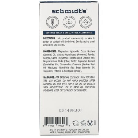 Schmidt's, Desodorante Natural, Fórmula para Pele Sensível, Árvore do Chá, 92 g (3,25 oz) - Image 3