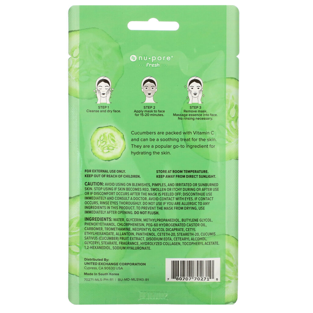 Nu-Pore, Girl's Night In Sheet Mask, Cucumber, 1 Sheet — foto 2 Nu-Pore, Girl's Night In Sheet Mask, Cucumber, 1 Sheet - Imagem 2