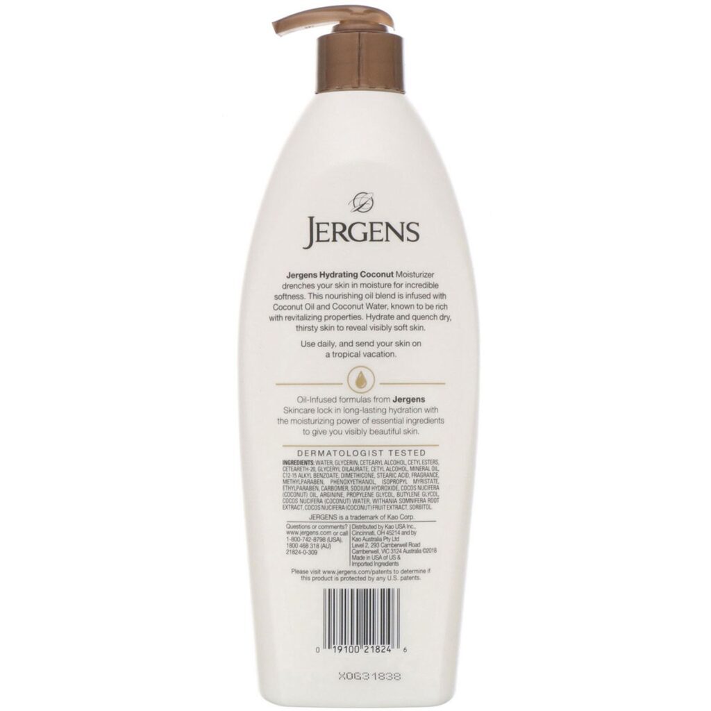 Jergens, Hidrante de coco, com infusão de óleo, 496 ml - Imagem 2