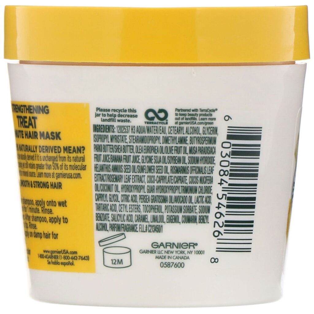 Garnier, Fructis, Tratamento fortalecedor, Máscara para cabelos de 1 minuto, Com extrato de banana, 3,4 fl oz (100 ml) - Imagem 2