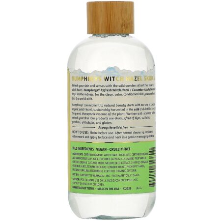 Humphrey's, Witch Hazel, Alcohol Free Toner with Cucumber, Refresh, 8 fl oz (236 ml) - Image 2