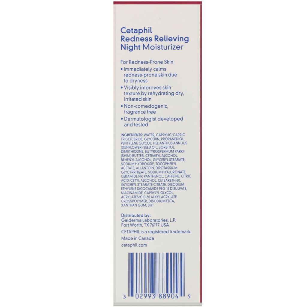 Cetaphil, Redness Relieving, Night Moisturizer, 1.7 oz (50 g) - Imagem 3