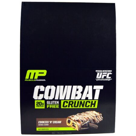 MusclePharm, Combat Crunch, Cookies 'N' Cream, 12 Barras, 63 g (2,22 onças) Cada - Image 2