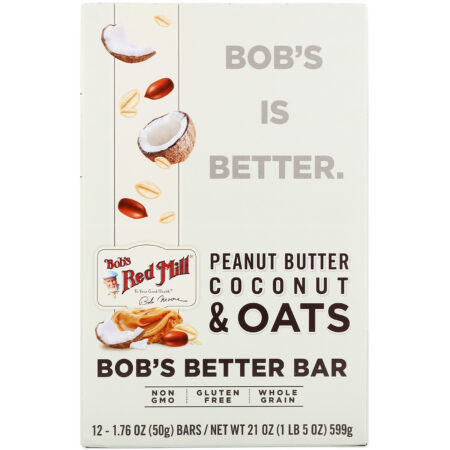 Bob's Red Mill, Bob's Better Bar, Peanut Butter Coconut & Oats, 12 Bars, 1.76 oz (50 g) Each - Image 2