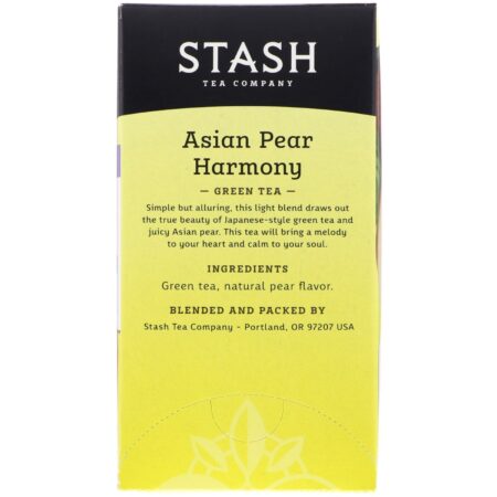 Stash Tea, Chá Verde, Harmonia de Pêra Asiática, 18 Saquinhos de Chá, 1,1 oz (34 g) - Image 2