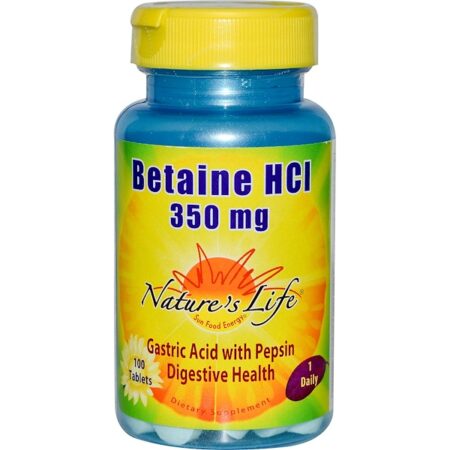 Nature's Life, Betaína HCl, 350 mg, 100 Comprimidos