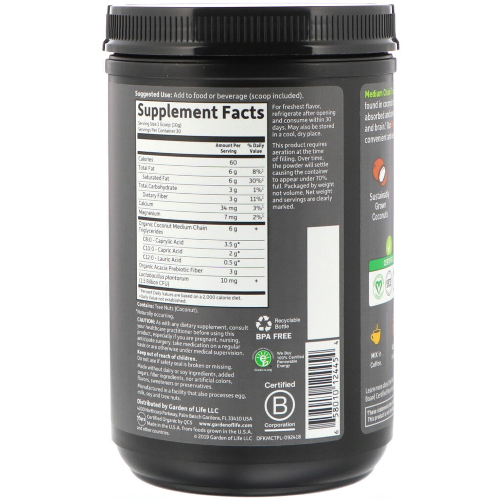 Garden of Life, Dr. Formulated Keto, Organic MCT Powder, 10.58 oz (300 g) - Imagem 2