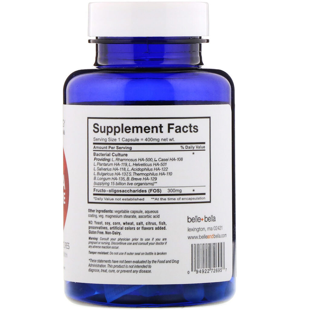 Belle+Bella, Probiology, Probiotic Flora Restore, 15 Billion CFU, 30 Capsules - Imagem 2