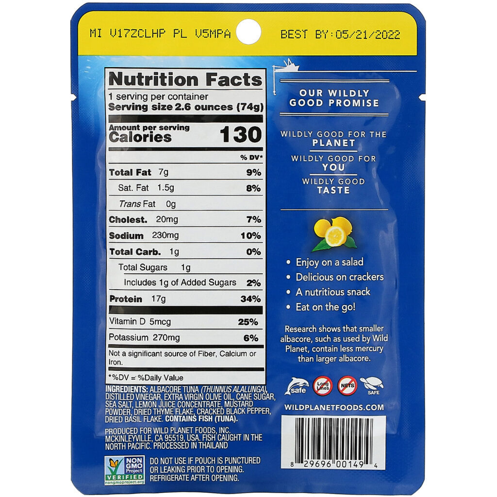 Wild Planet, Albacore Wild Tuna with Lemon & Thyme, 2.6 oz (74 g) - Imagem 2