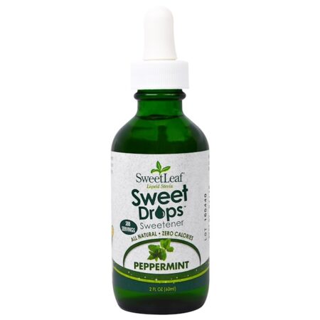 Wisdom Natural, SweetLeaf Estévia Líquida, Adoçante em Gotas, Hortelã, 60 ml (2 fl oz)