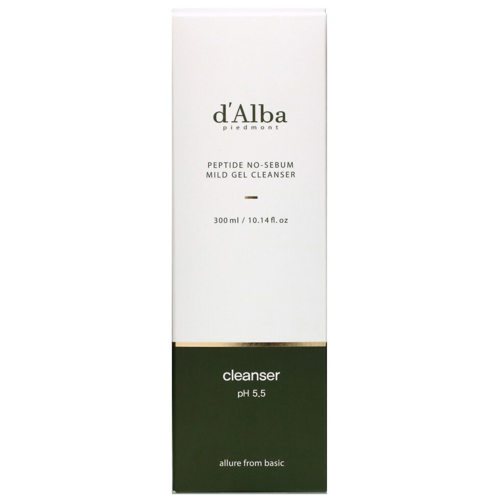 d'Alba, Peptide No-Sebum, Mild Gel Cleanser, 10.14 fl oz (300 ml) - Imagem 2