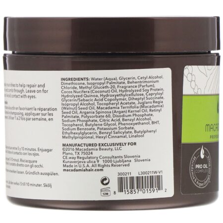 Macadamia Professional, Máscara Reparadora Leve, Texturas Muito Finas a Finas, 222 ml (7,5 fl oz) - Image 2