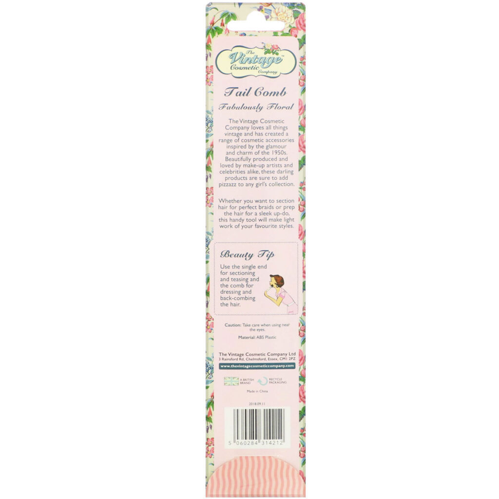 The Vintage Cosmetic Co., Tail Comb, Fabulously Floral, 1 Count - Imagem 3