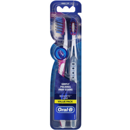 Oral-B, 3D White, Luxe Toothbrush, Medium Bristles, 2 Toothbrushes - Image 2