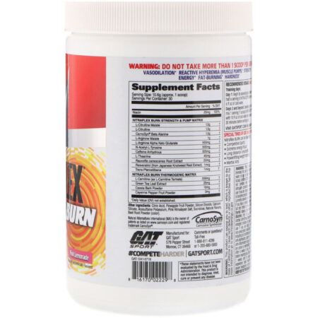 GAT, Nitraflex Burn, Limonada Rosa, 11,21 oz (318 g) - Image 2