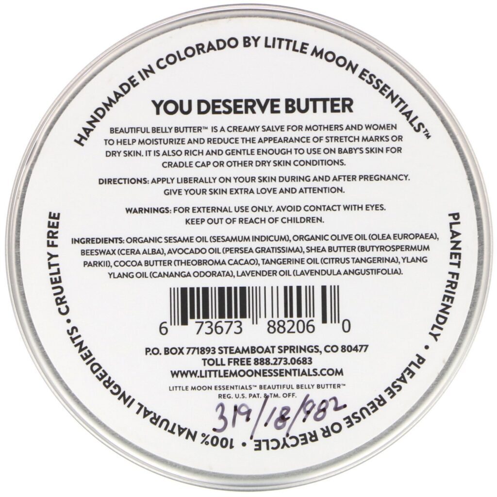 Little Moon Essentials, Beautiful Belly Butter, Skin Conditioning Salve, 3 oz (85.05 g) - Imagem 2
