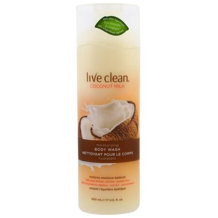 Live Clean, Sabonete Líquido Hidratante para o Corpo, Leite de Coco, 500 ml (17 fl oz)