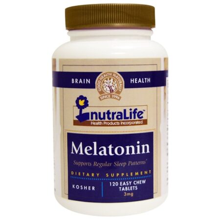 NutraLife, Melatonina, 3 mg, 120 Comprimidos de Fácil Mastigação