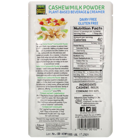 Edward & Sons, Cashewmilk Powder, 3.5 oz (100 g) - Image 2