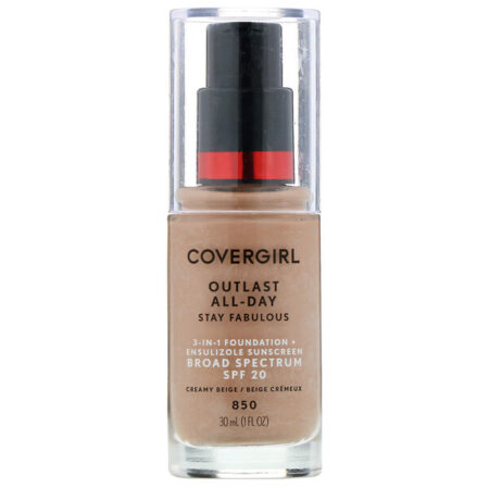 Covergirl, Outlast All-Day Stay Fabulous, Base 3 em 1, 850 Bege creme, 1 fl oz (30 ml)