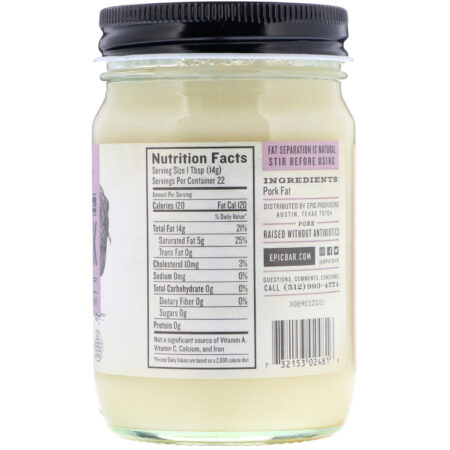 Epic Bar, Traditional Pork Lard, 11 oz (312 g) - Image 2