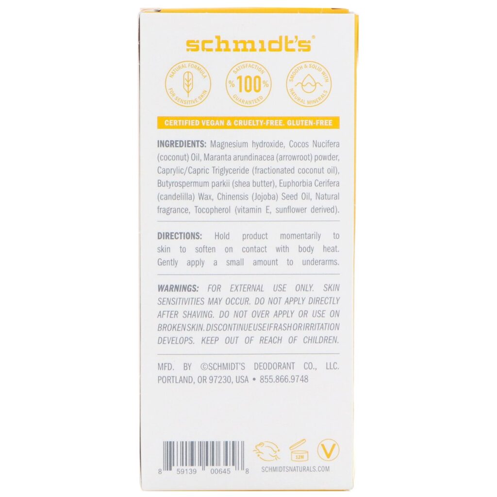 Schmidt's, Desodorante Natural, Fórmula para a Pele Sensível, Abacaxi com Coco, 92 g (3,25 oz) - Imagem 3