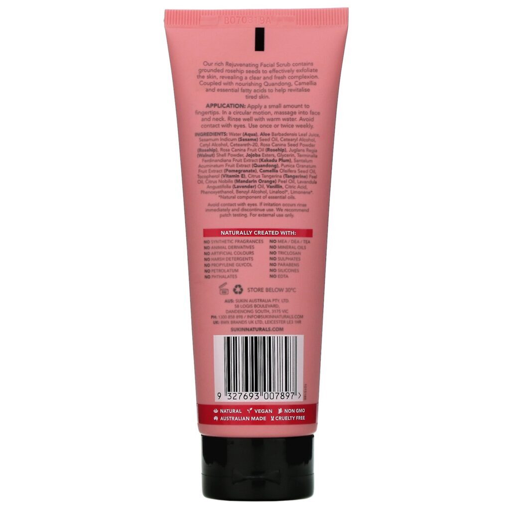 Sukin, Rejuvenating Facial Scrub, Rosehip, 4.23 fl oz (125 ml) - Imagem 2