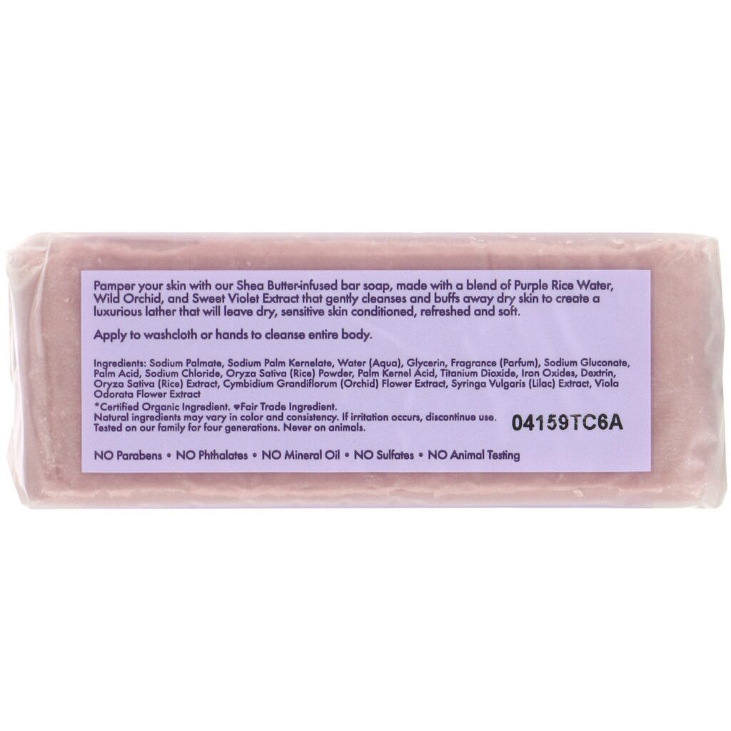 SheaMoisture, Purple Rice Water, Velvet Skin Bar Soap, 8 oz (227 g) - Imagem 2