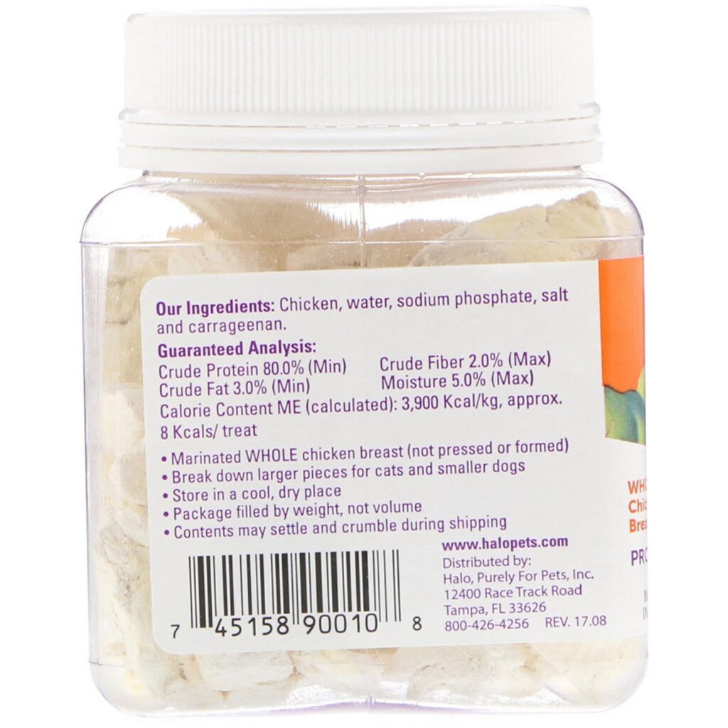 Halo, Liv-A-Littles, Petiscos Proteicos, Peito de Frango Inteiro, Para Cães e Gatos, 2,2 oz (62,3 g) - Imagem 2