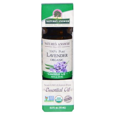 Nature's Answer, Óleo Essencial Orgânico, Lavanda 100% Pura, 0,5 fl oz (15 ml)