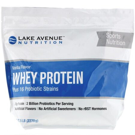 Lake Avenue Nutrition, Proteína Whey + Probióticos, Sabor Baunilha, 2.270 g (5 lb)