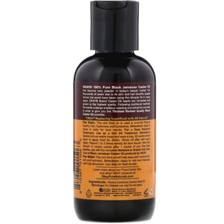 Okay Pure Naturals, 100% Pure Black Jamaican Castor Oil, 4 oz (118 ml) - Image 2