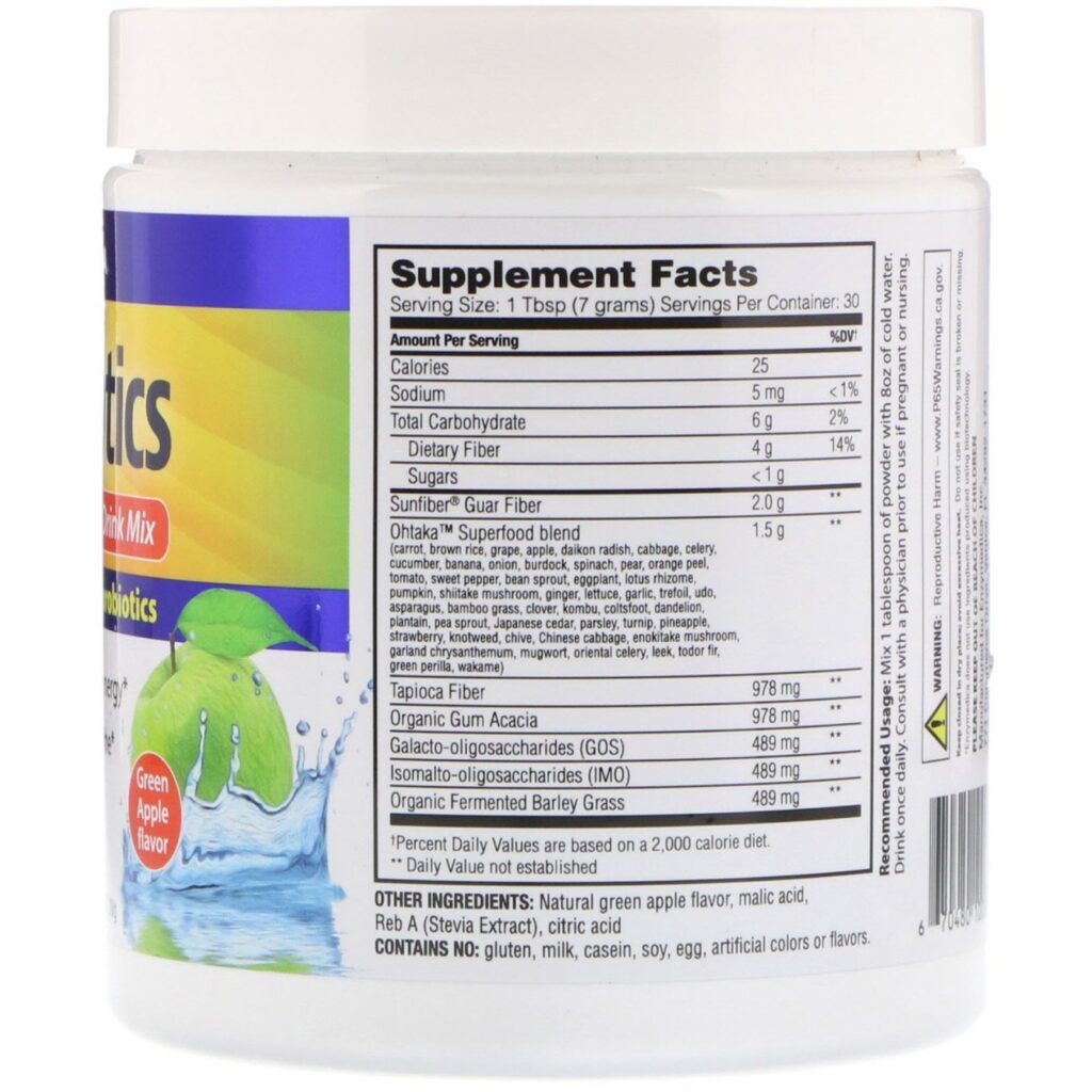 Enzymedica, Bebida de Mistura de superalimentos Prebióticos, Sabor Maçã Verde, 210 g - Imagem 2